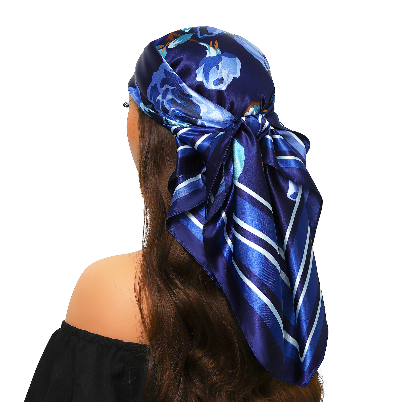 Nouveau 90*90 cm Vintage fleurs carré Foulard femmes soie châle Foulard femme impression bandeau bandeau Foulard Hijab bandes de cheveux