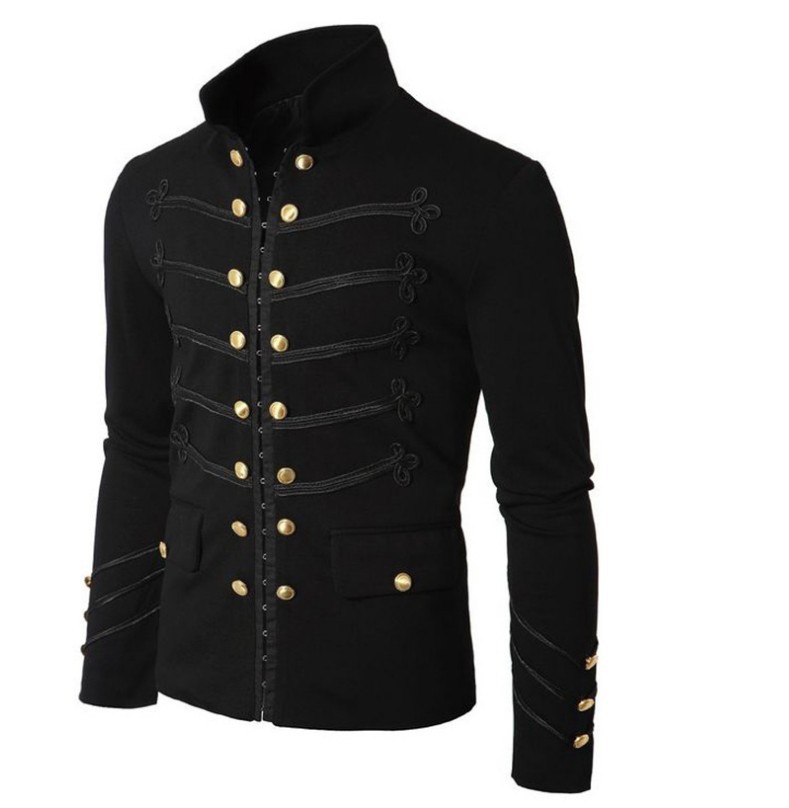 Steampunk hommes vêtements gothiques vestes militaires veste Vintage médiévale col montant Rock redingote manteau hommes rétro Punk manteau