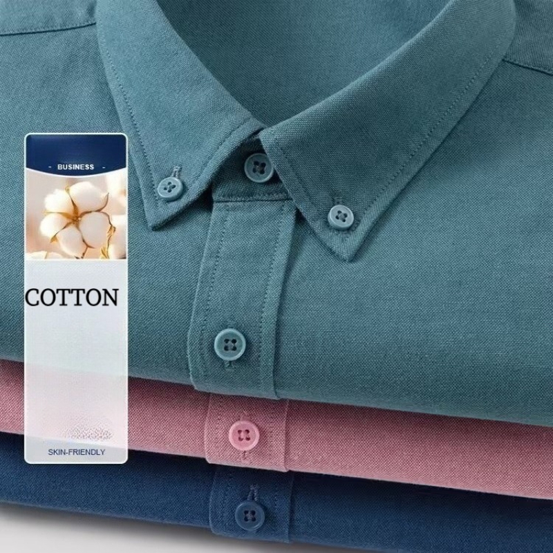 Nouvelle chemise Oxford pour homme, 76% coton, chemise de travail - Chemise de bureau décontractée résistante aux plis, plusieurs couleurs