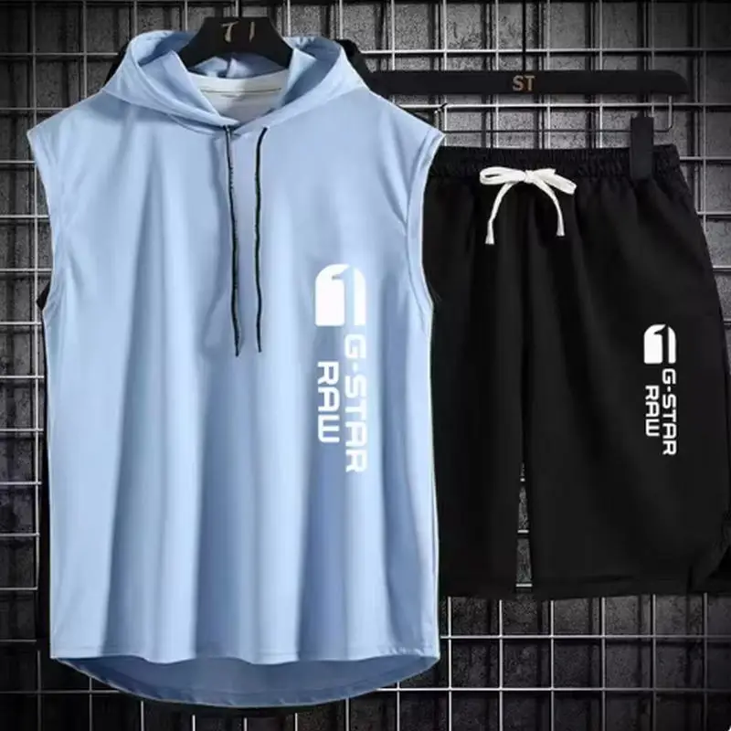 Ensemble de survêtement pour homme, vêtements de sport d'été, t-shirt et short deux pièces, survêtement de marque, jogging, tenue de sport pour homme, vêtements de fitness, vêtements d'exercice