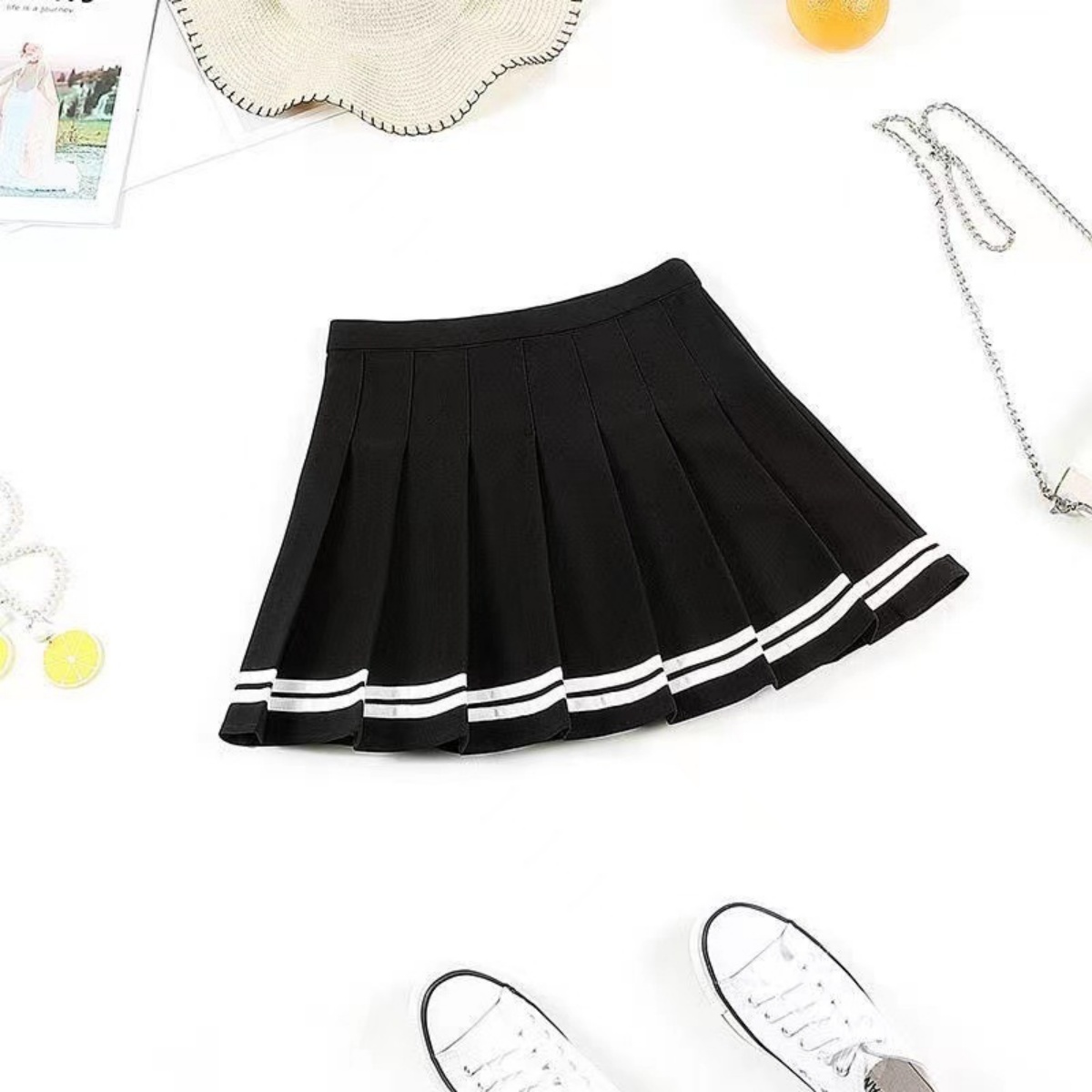 Jupes plissées trapèze pour femmes, mode estivale, taille haute, style chic coréen, style preppy, vêtements JK, streetwear décontracté Y2K