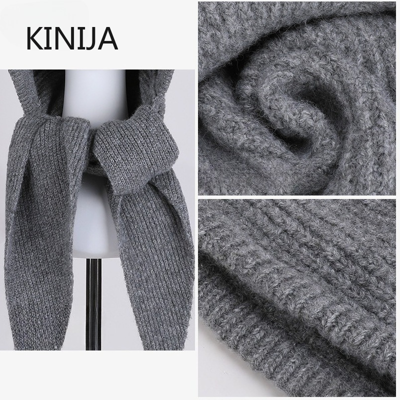 Cagoule tricotée pour femme, écharpe épaisse, une pièce, accessoires d'hiver, chapeau à capuche, Protection du cou et des oreilles, couvre-chef