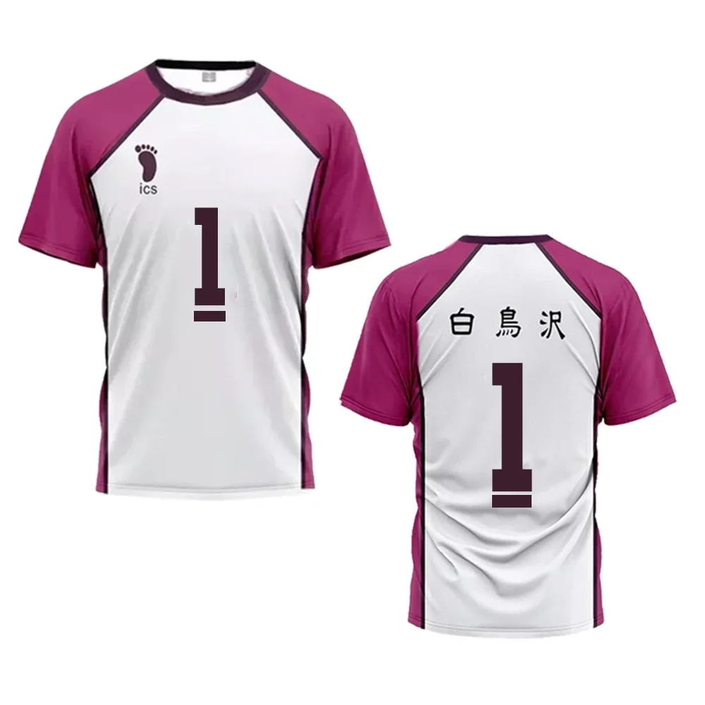 Haikyuu maillot japonais Anime Cosplay hauts Shiratorizawa académie volley-ball uniforme sport ample t-shirt