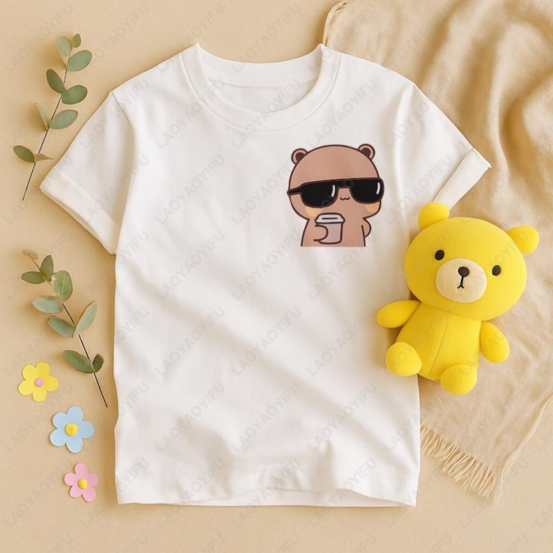 Bubu Dudu Bear chemise correspondant Couple tenue café amant unisexe adulte coton t-shirt mariage Couple saint valentin cadeau mignon décontracté hauts