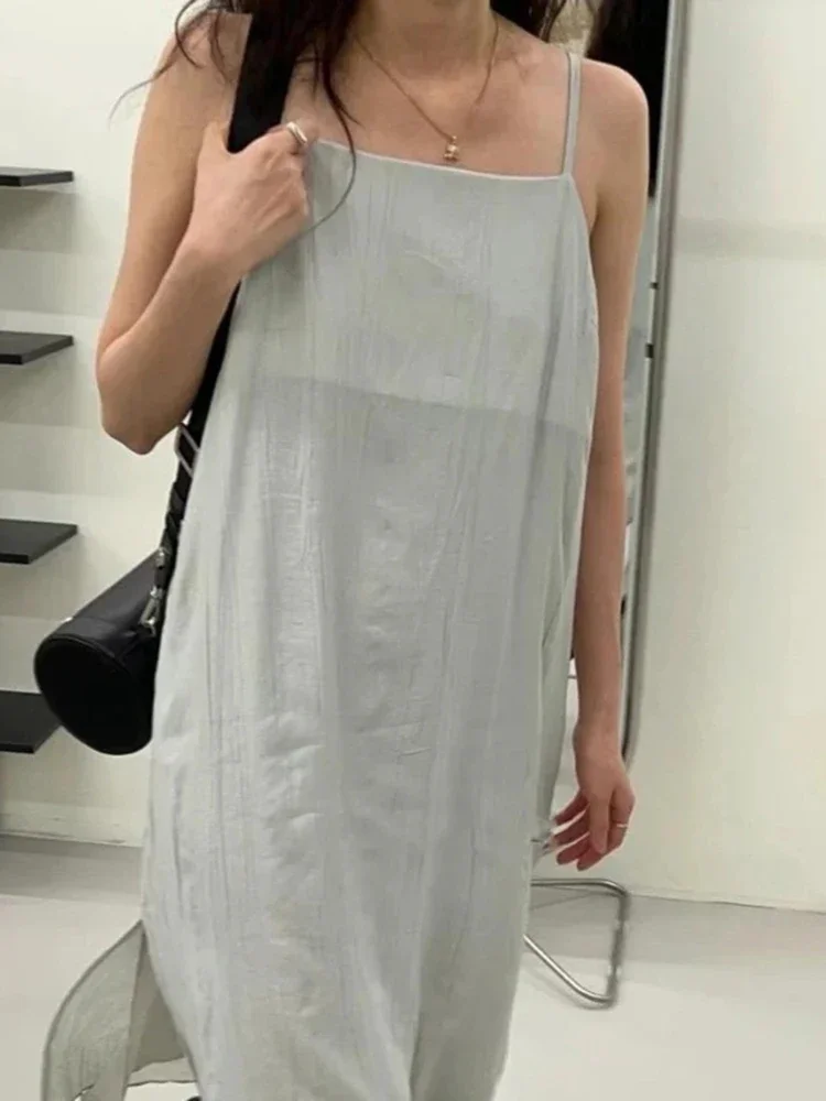 Robe Camisole deux pièces pour femmes coréennes, ample, Patchwork, faux, Simple, décontractée, mais tempérament, robes élégantes, été