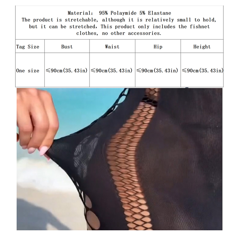 Robe de plage sexy en résille pour femme, extensible, transparente, sans manches, sans maillot de bain, mini-tenue de plage