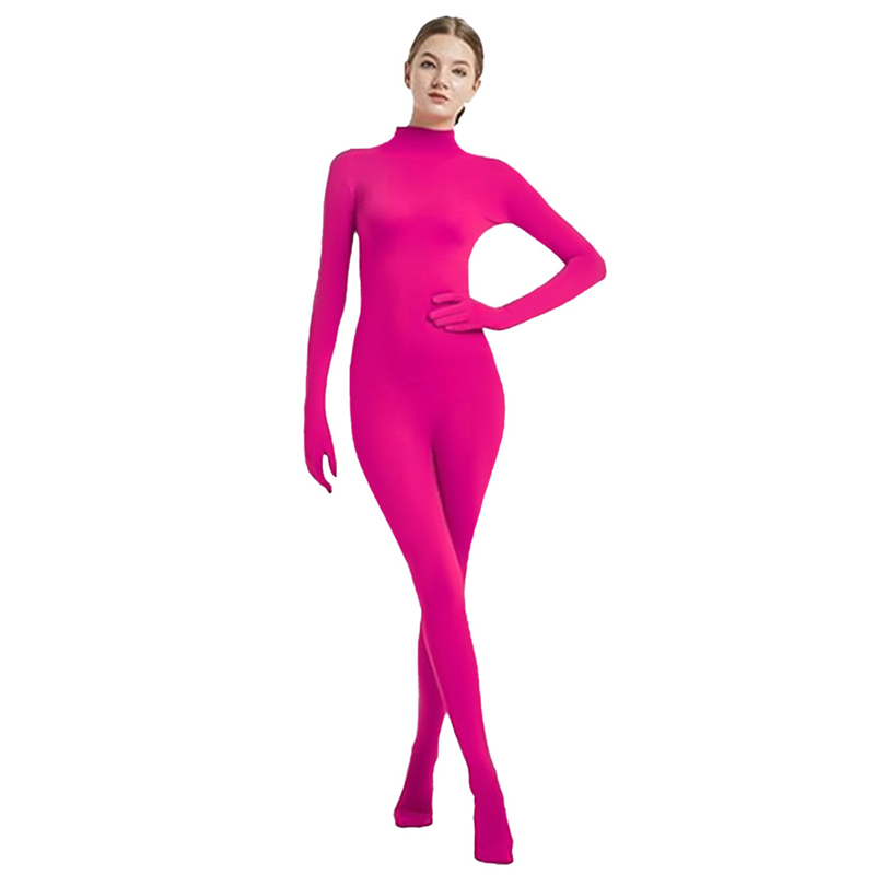 Combinaison intégrale pour femme, couleur nude, coupe ajustée, sans couture, col montant, manches 3/4, justaucorps pour la danse, le yoga, les costumes, les jeux de rôle, les vêtements de scène
