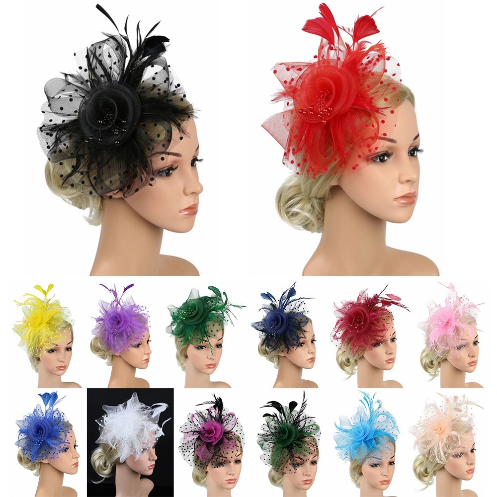 Accessoires pour cheveux maille fleur cheveux fascinateurs plumes de mariage pince à cheveux fascinateur chapeau thé fête bandeau Alice bandeau pince