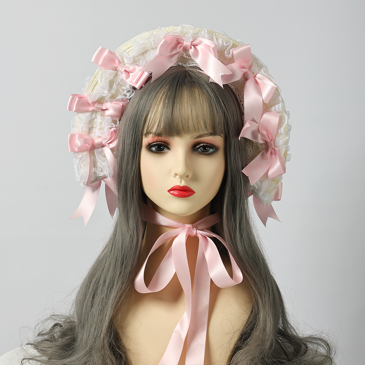 Chapeau en dentelle Lolita pour femmes, chapeau de paille victorien pour fête