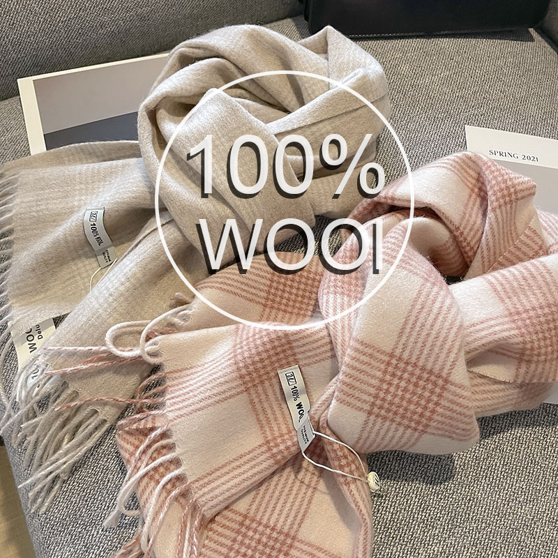 Luxe hiver 100% laine écharpe femmes Plaid cachemire mouchoir chaud Pashmina femme châle enveloppement doux Bufanda foulards étole