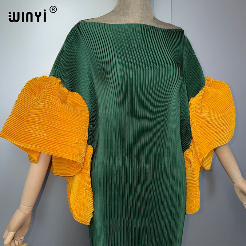 Robe plissée élastique WINYI, style bohème, tenue de plage, kaftan musulman, abaya, robe longue de luxe pour femme, Dubaï, robe de soirée pour les vacances.