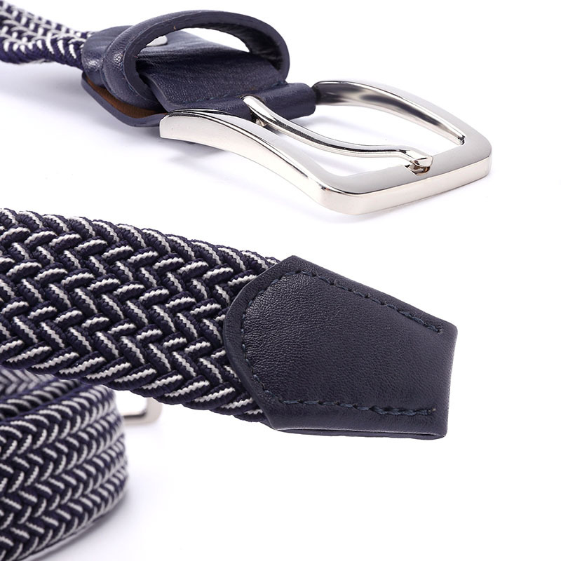 Ceinture en toile tissée à la main pour hommes et femmes, 2020 tissée à la main, ceinture élastique pour jeans, bleu et blanc, design de mode, 100-135cm