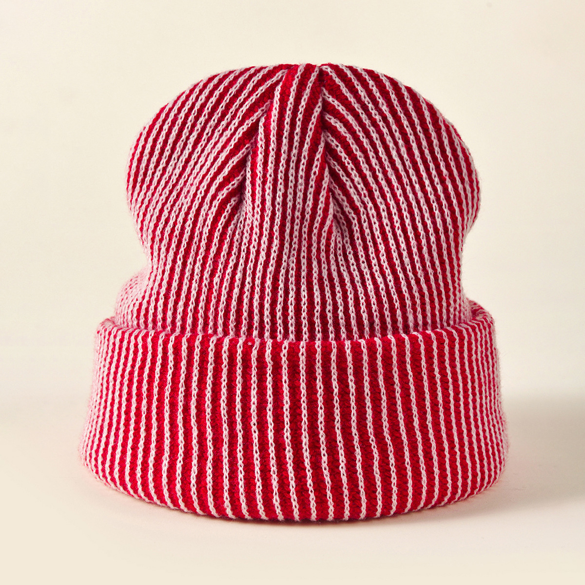 Casquette tricotée rayée pour femmes, automne et hiver, en acrylique européen et américain, pour hommes et femmes, protection des oreilles, casquette enroulée