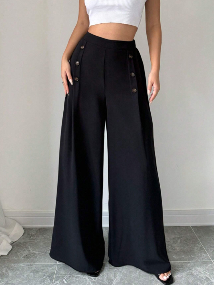 Pantalon taille haute à jambes larges pour femmes, élégant, à la mode, printemps été, grand Style atmosphérique, Long