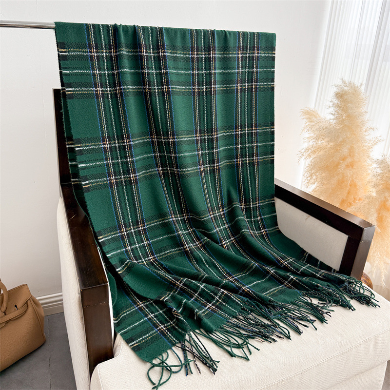 Marque de luxe Plaid hiver femmes cachemire écharpe chaud foulard Pashmina dame châles et enveloppes décontracté gland foulards silencieux