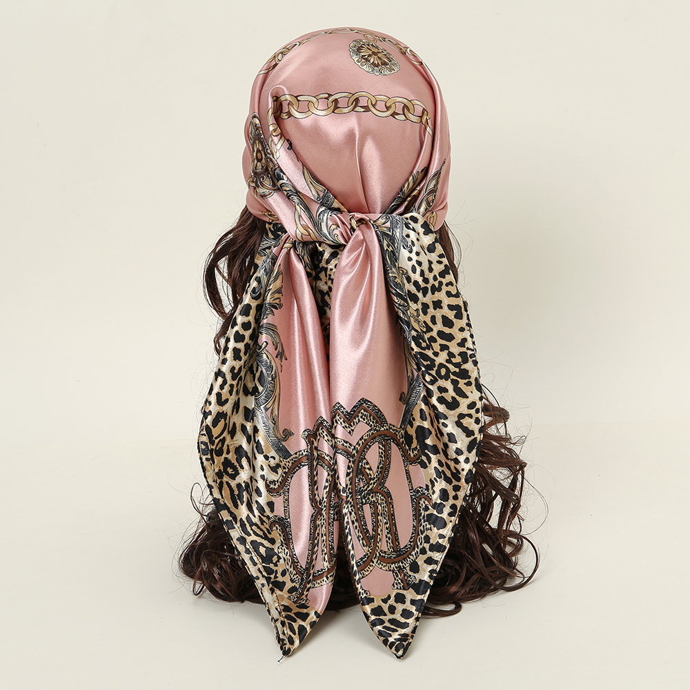 Foulard carré en satin de soie 90x90cm pour femme, imprimé, de luxe, de créateurs, châle, bandana, bandeau, bandeau pour cheveux en soie