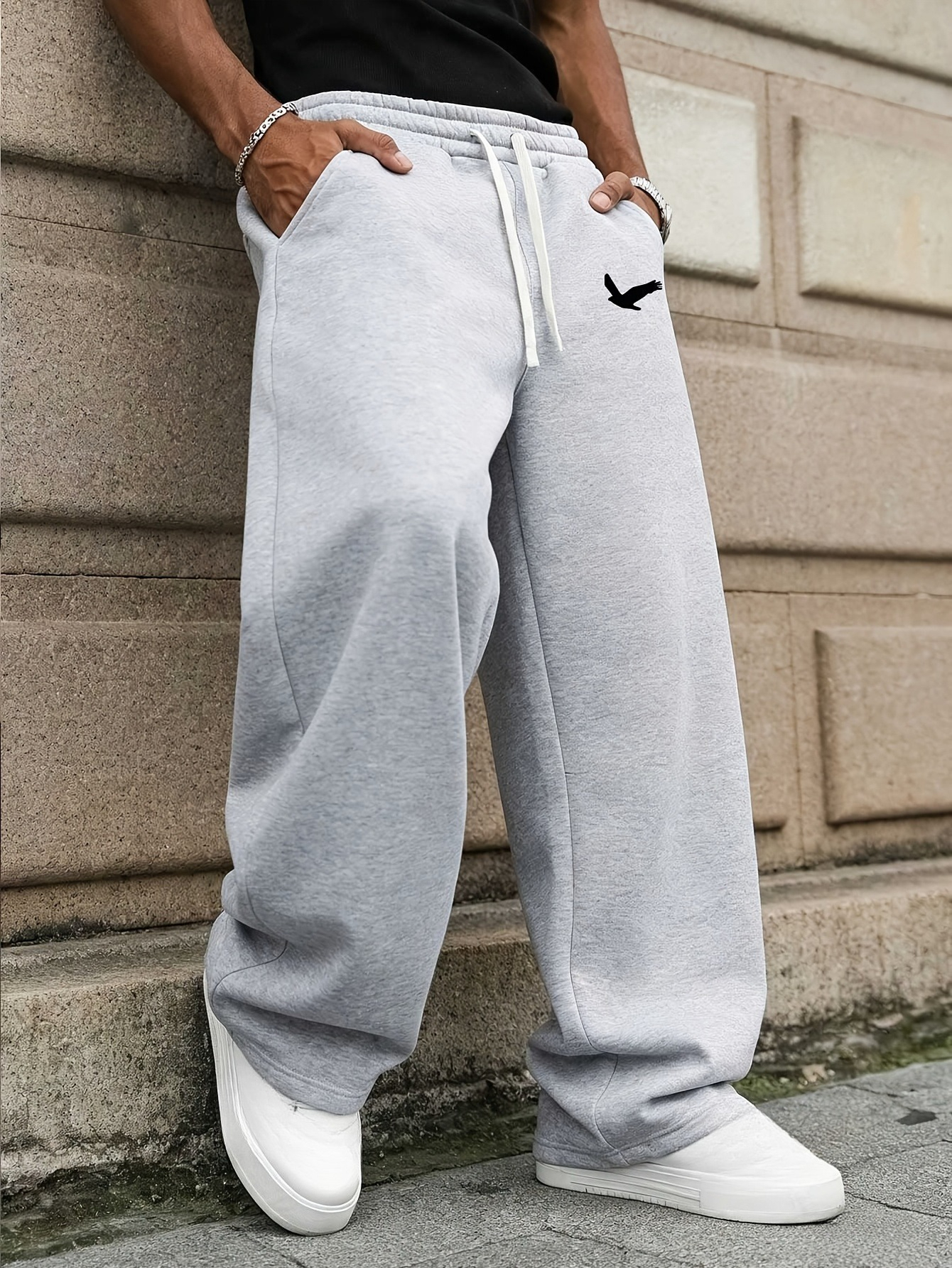 Pantalon de jogging décontracté pour hommes, coupe ample, toutes saisons, couleur unie, pantalon de sport décontracté à jambe droite, confortable, vêtements pour hommes
