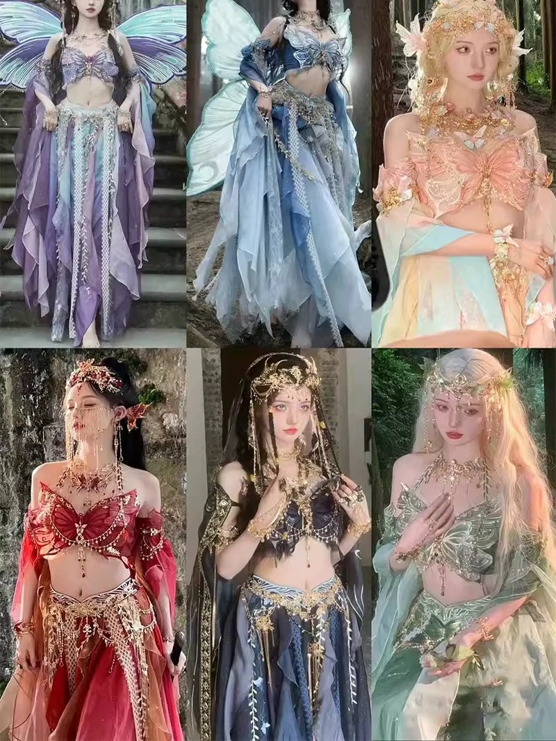 Robe papillon Hanfu, robe de style exotique elfique, robe sirène, jupe de princesse de la région occidentale, robe Han pour filles, costume de fée de la jungle