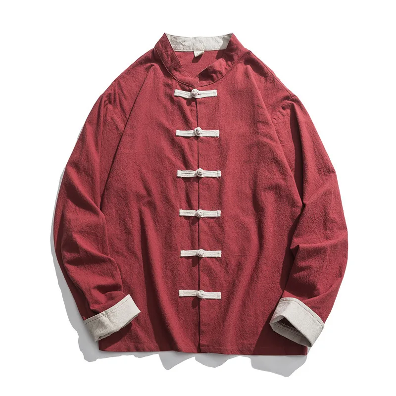 Veste Kimono en lin pour hommes, vêtements chinois traditionnels, haut Hanfu à manches longues, chemise Kung Fu imbibée de Tang, manteau Cardigan M-5XL, nouveau, 2020