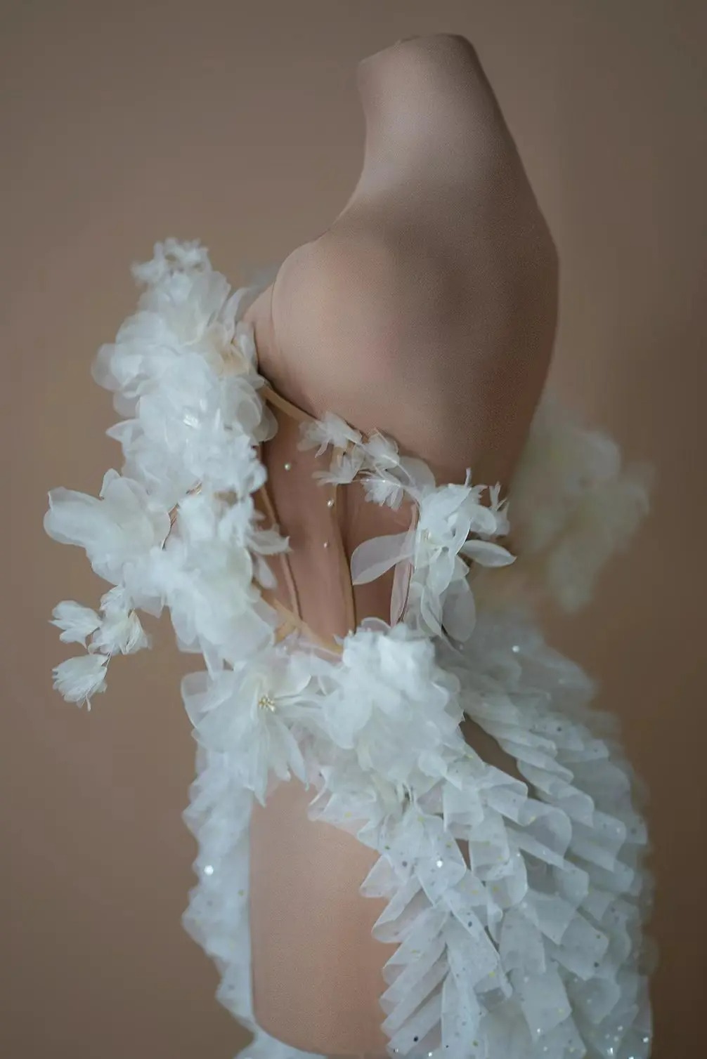 Robe en dentelle blanche à sequins pour femmes, haut et jupe sexy, tenues de fête d'anniversaire, mariage sur scène, drag queen, 303, 2 pièces