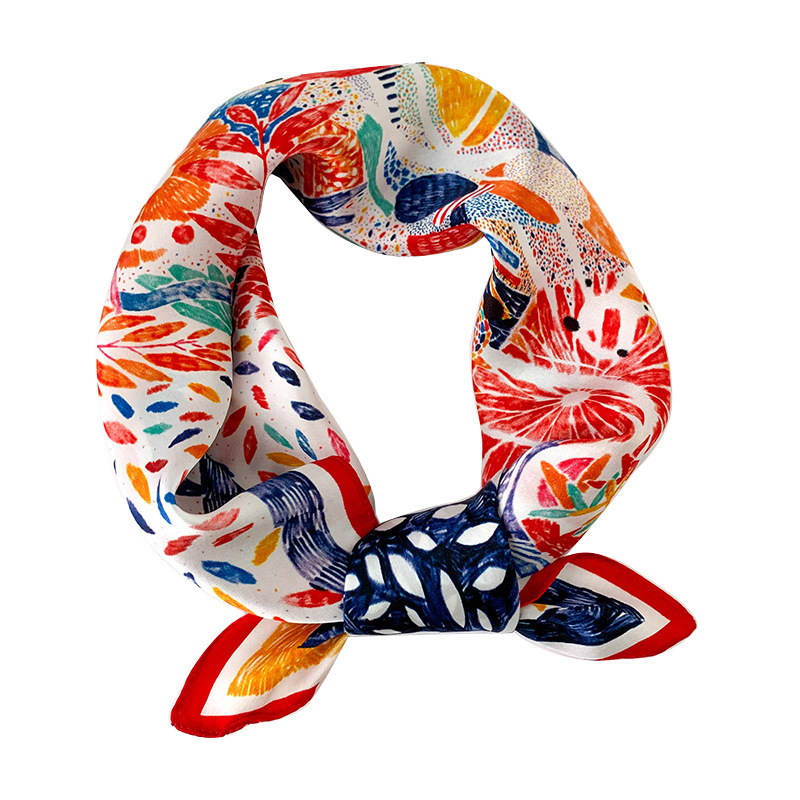 100% Foulard en soie Pure femmes cou bandeau de cheveux Foulard carré petit bandeau 2025 mode imprimé Foulard foulards Bandana 53*53 cm