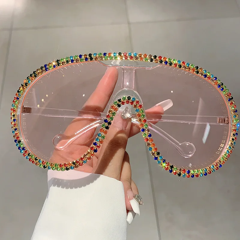 Lunettes de soleil pilote vintage pour femmes, lunettes de soleil respirantes pour femmes, grande monture, nuances de cristal de diamant, créateur de marque de luxe, 1 pièce