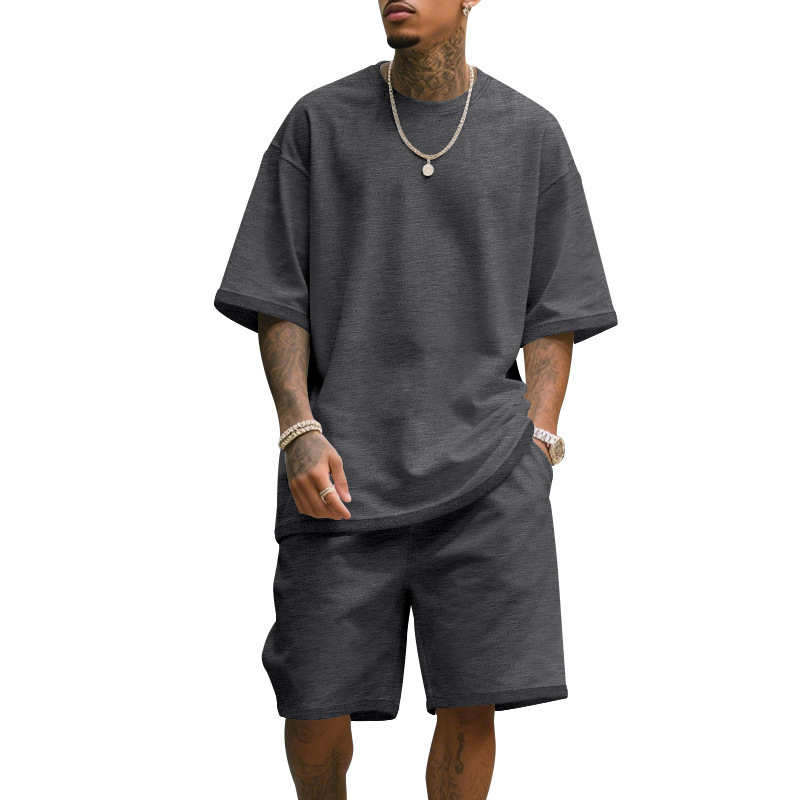 Ensemble décontracté deux pièces pour homme : T-shirt à manches courtes et short d'été, coupe ample et confortable, survêtement pour homme