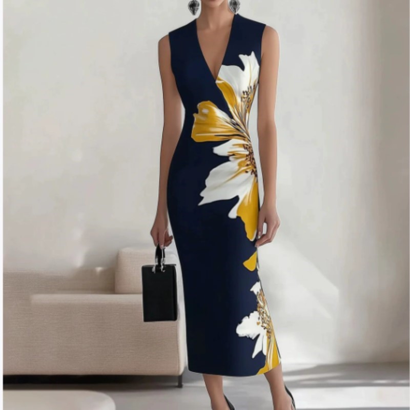 Robe Maxi imprimée pour femmes, Vintage, sans manches, col rond, taille haute, Slim Fit, Chic, vacances d'été, robes de plage, nouvelle collection 2025