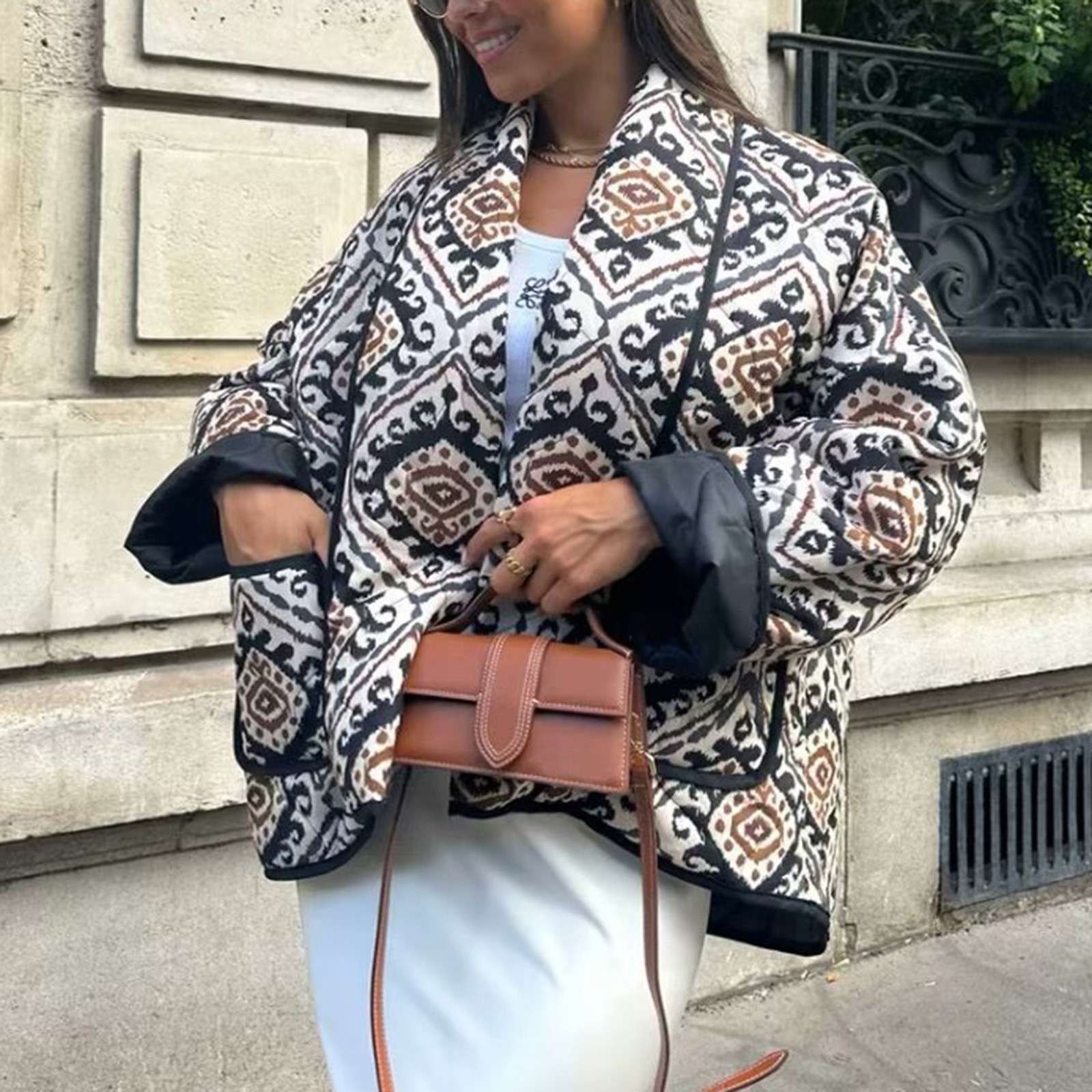 Veste en coton matelassé à fleurs pour femmes, Parkas courts légers d'hiver rétro français, ouvert sur le devant, manteau rembourré en coton chaud pour femmes