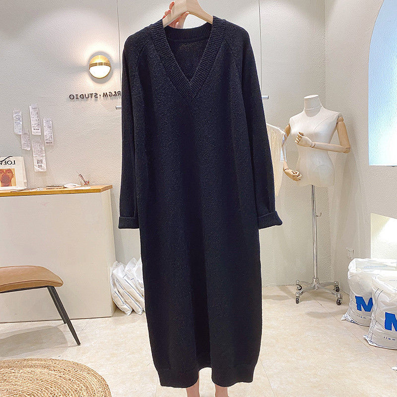 Robe pull à col en V pour femme, robe longue, haute qualité, document solide, optique pull, automne et hiver, taille 10XL, 150kg