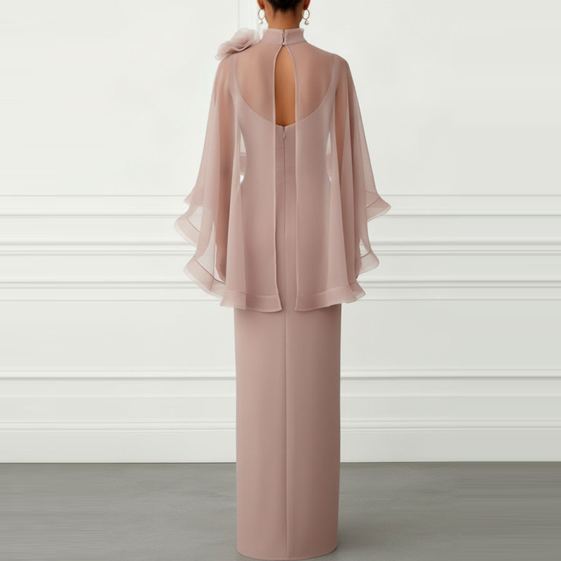 Robe longue sirène élégante pour femme, taille haute, coupe ajustée, col châle sexy, col en V, bordure à volants, couleur unie, pour soirée