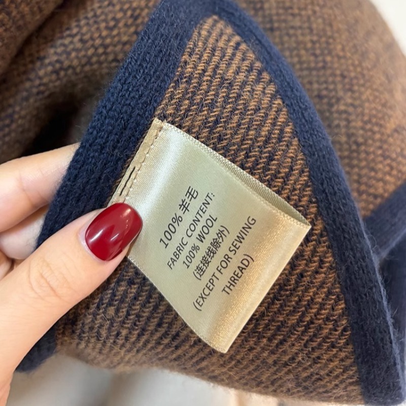 Écharpe triangulaire japonaise 100% laine, châle tricoté haut de gamme élégant britannique pour femme, écharpe de Protection du cou chaude pour l'hiver