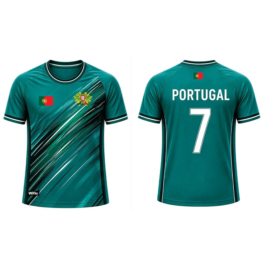 Maillot de football pour homme avec drapeau portugais 2026, respirant et à séchage rapide, sportif et décontracté, un excellent cadeau pour les fans.