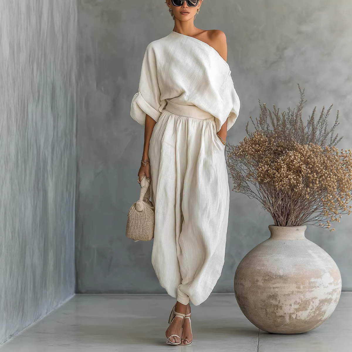 Nouvelle collection Printemps-Automne 2026 : Mode européenne et américaine, pantalon large élégant, haut décontracté et ample, L