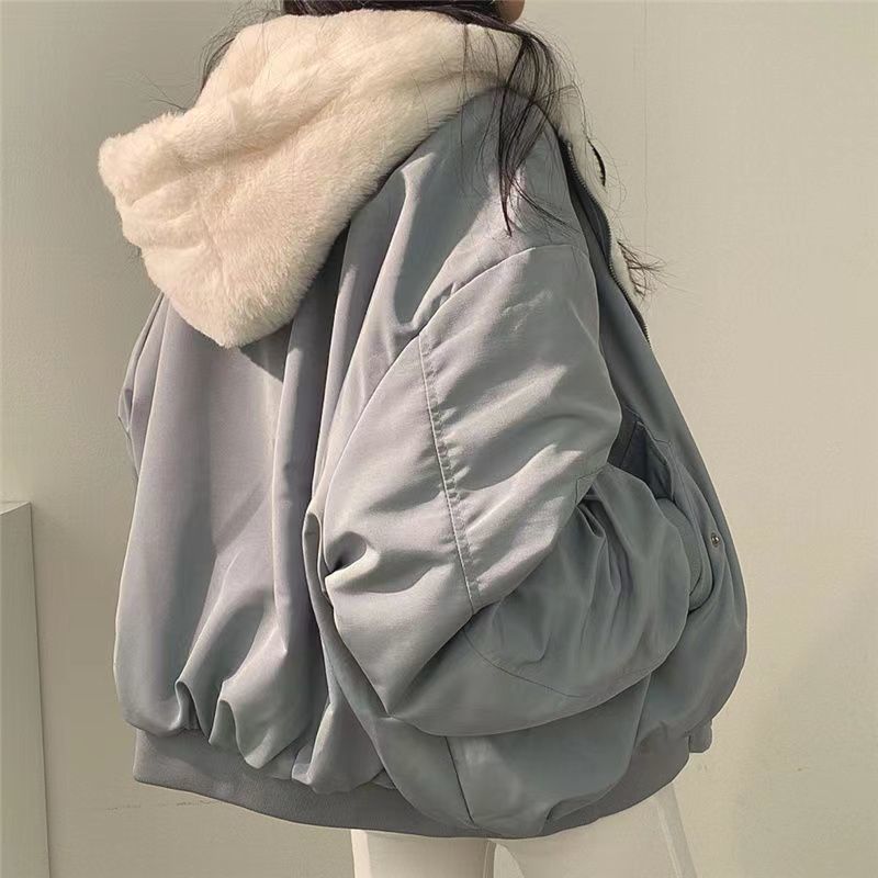 Parkas d'hiver pour femmes, double face, épais, en polaire, coupe ample, veste zippée, style streetwear, manteaux d'extérieur, mode coréenne