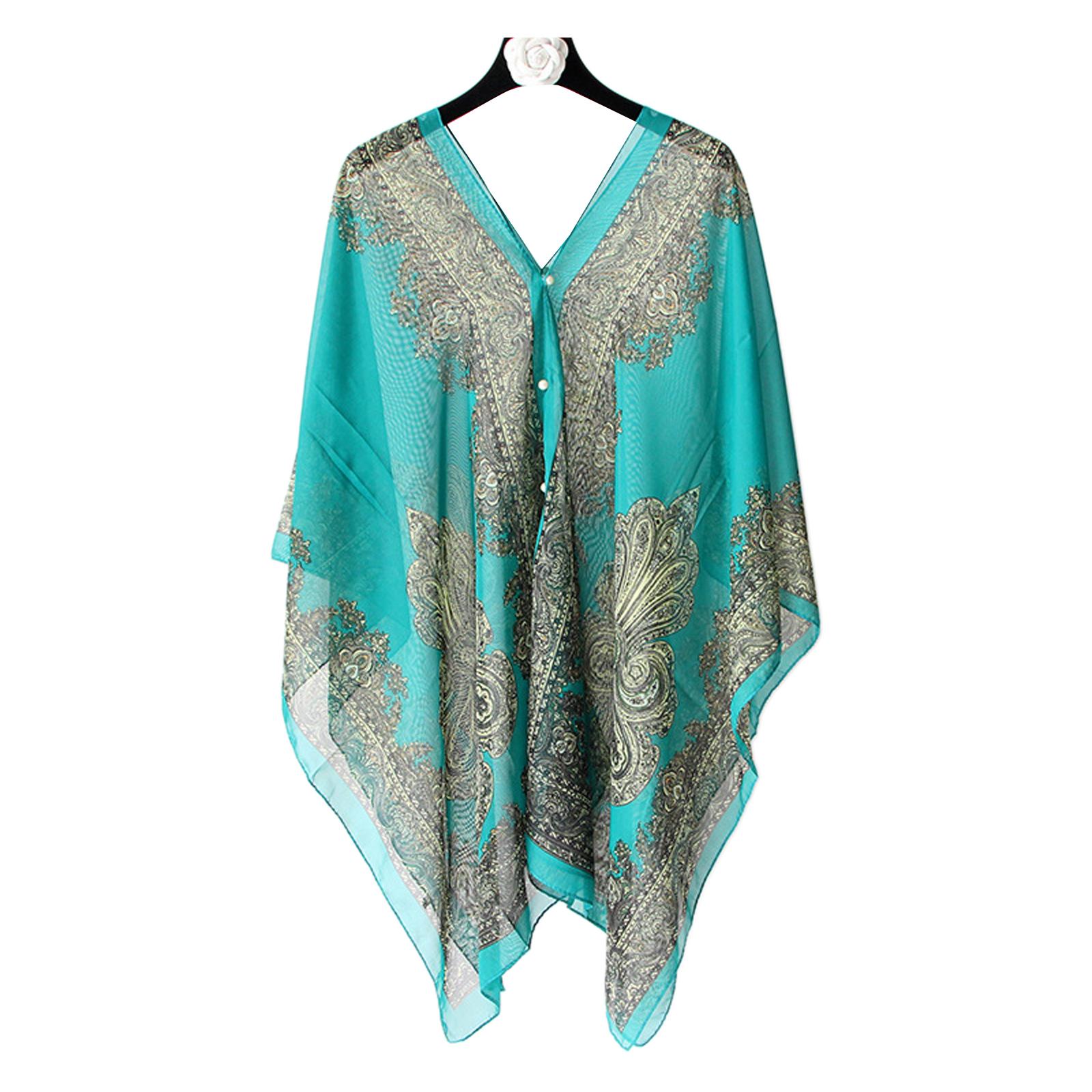 Châle de protection solaire pour la plage, écharpe en mousseline imprimée pour femme, couverture polyvalente pour les vacances, accessoires de plage d'été