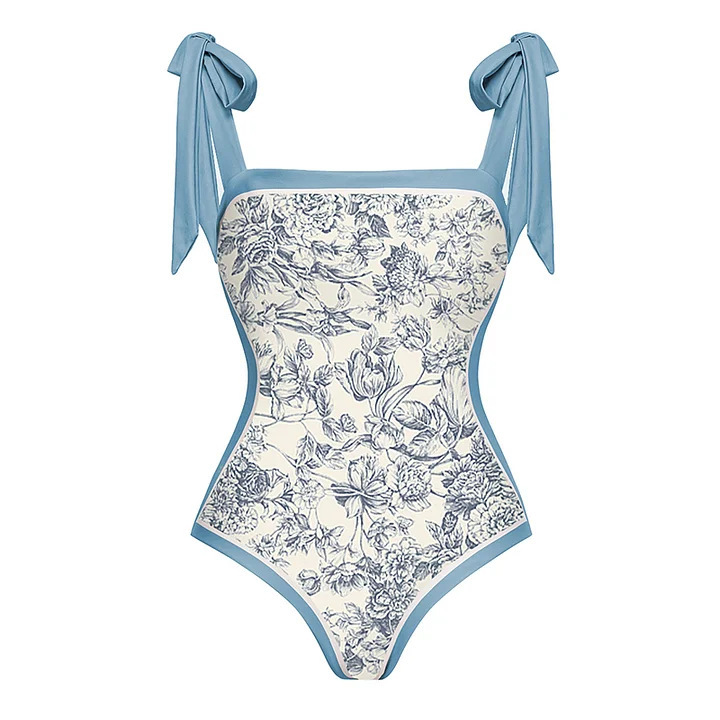 Sexy femmes couvrir maillots de bain Vintage une pièce nœud maillot de bain vêtements de plage maillot de bain impression Double face conception réversible