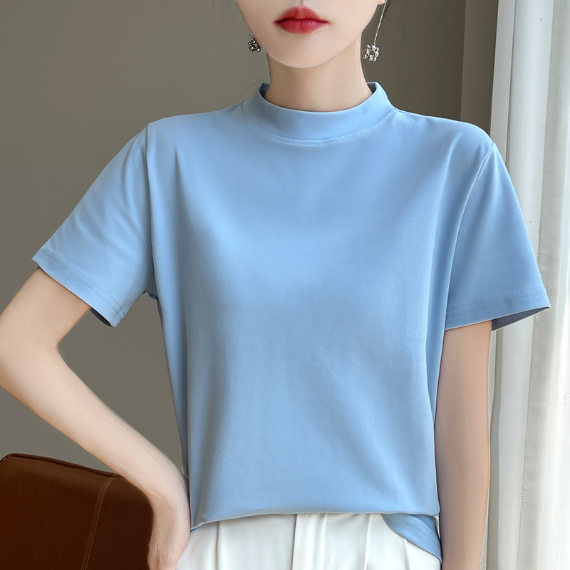 T-shirt à manches courtes pour femmes, T-shirt 2024 coton, Ajustement intérieur et extérieur, Col rond, Chemise de base, Haute qualité, InjCotton, Nouvel article, 100%