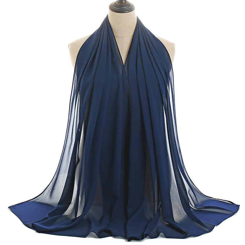 Châle Islamique en Mousseline de Soie pour Femme, Voile Musulman, Hijabs Ronds, 180x70cm