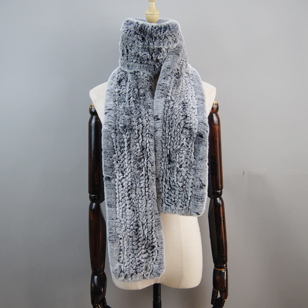 Femmes épais chaud hiver marque de mode fourrure silencieux réel écharpe de haute qualité luxe grand Long naturel Rex fourrure de lapin foulards