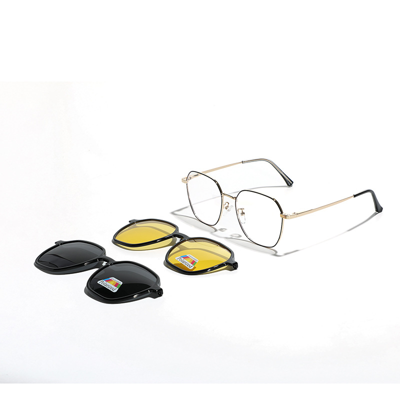 Lunettes de myopie élégantes en métal 3 en 1 avec clip solaire polarisé, pour hommes et femmes, verres sur mesure anti-lumière bleue -1 -2