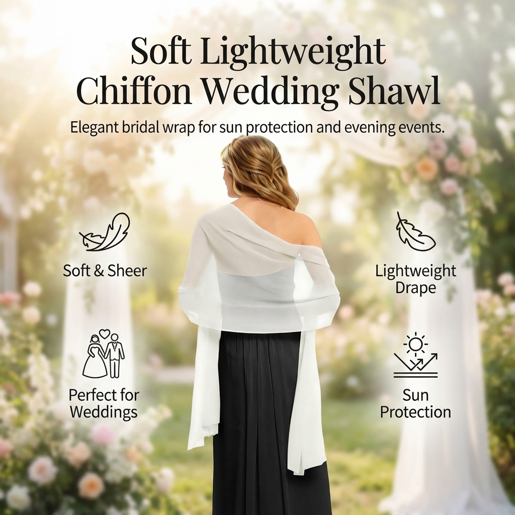 Écharpe en mousseline légère et douce pour femme, châle de mariage, protection solaire pour mariée, idéale pour les activités de plein air