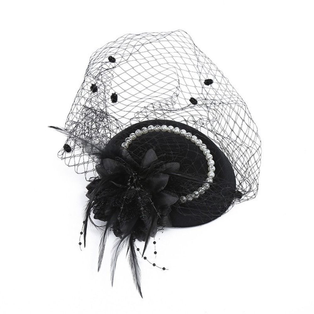 Nouveau chapeau de mariée élégant, chapeau vintage en maille, chapeau de voile de mariée à fleurs en perles, tempérament, pour femmes