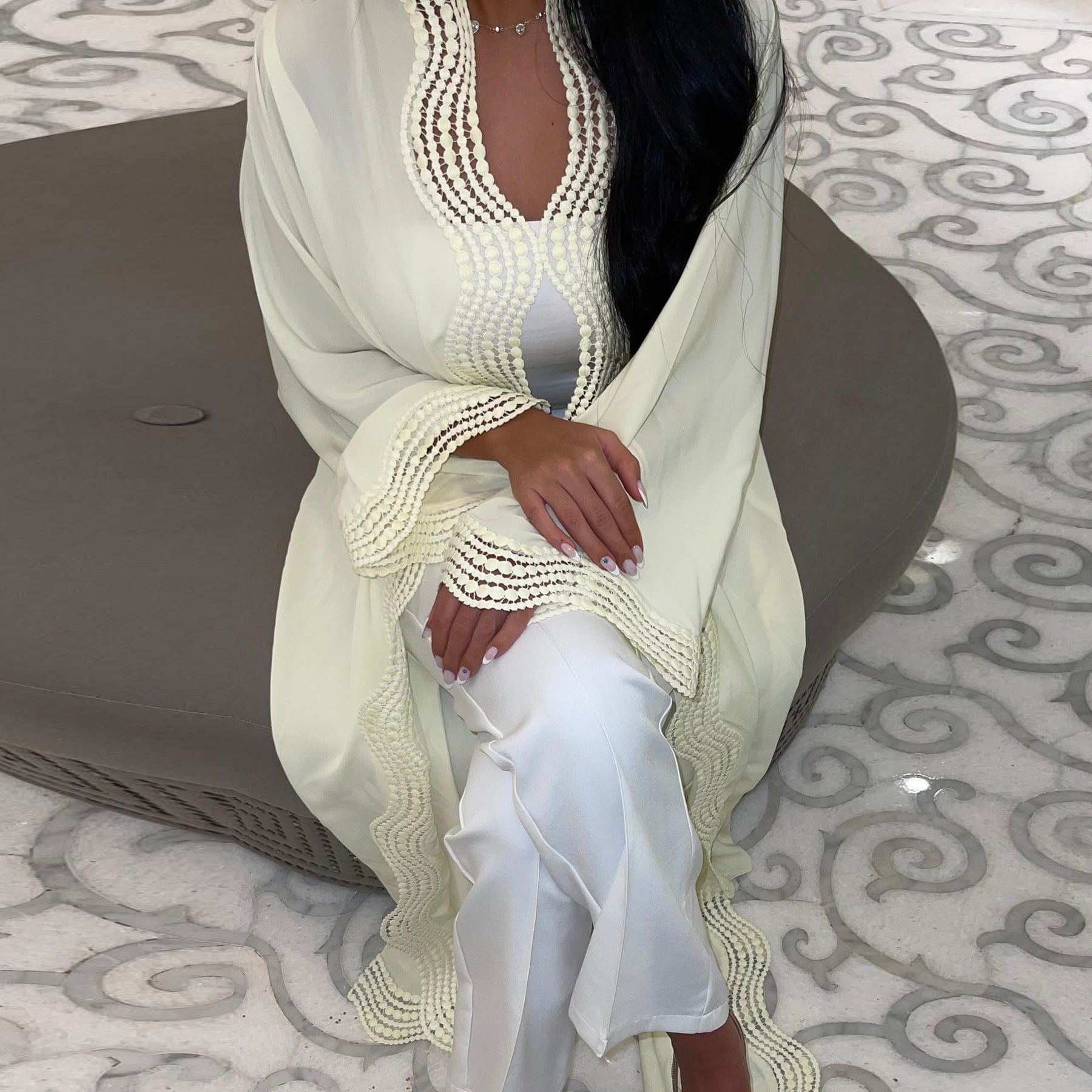 Femmes musulmanes Robe Maxi dubaï ouvert Abaya turquie caftan Eid Kimono Cardigan Islam Jalabiya Kebaya Caftan Marocain Femme Robe
