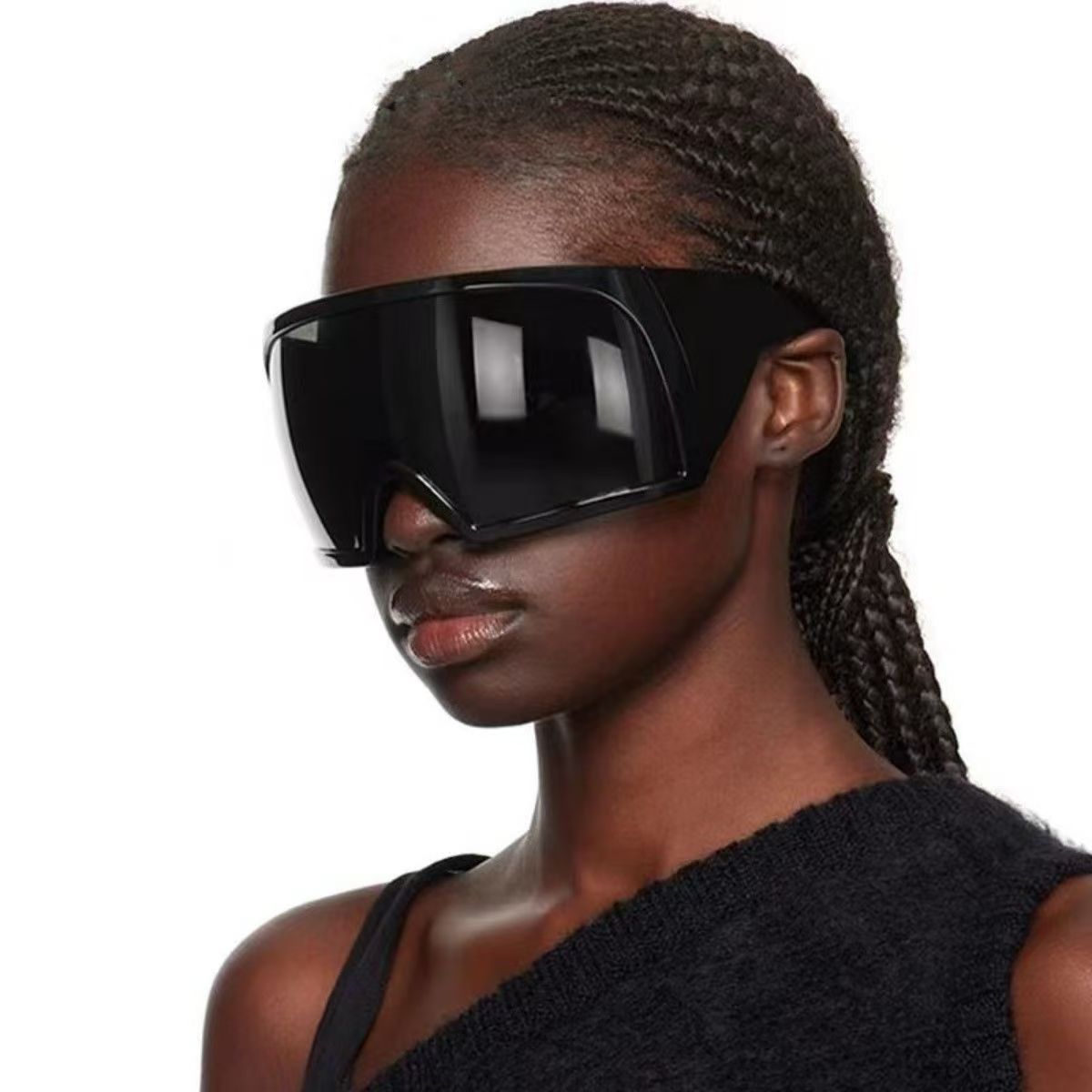 Lunettes de soleil surdimensionnées pour hommes, anti-vent, grandes, futuristes, à la mode, protection UV400, pour le cyclisme