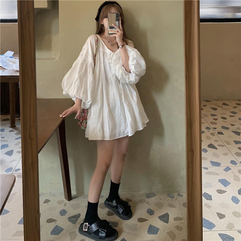 Chemisier coréen élégant et décontracté pour femme, col en V, à lacets, manches longues, style jeune et tendance, printemps-automne