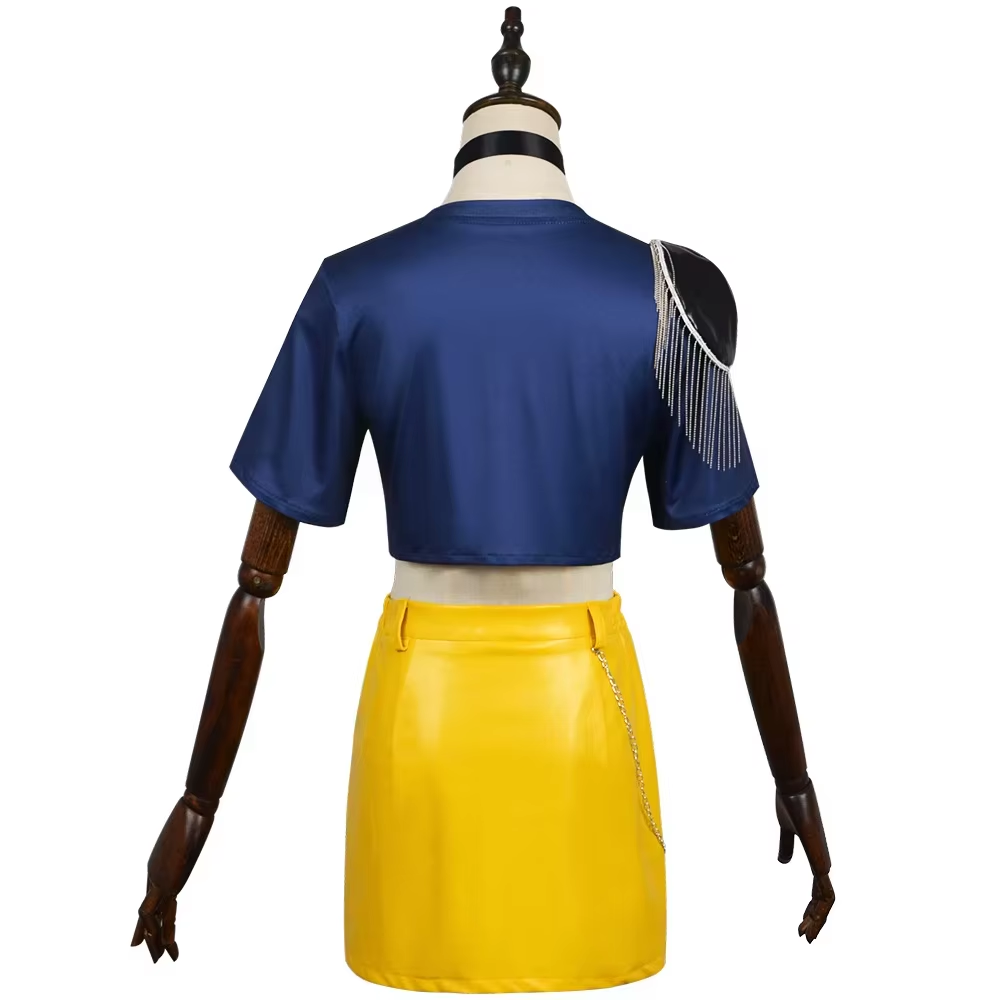 Ensemble de vêtements de cosplay pour femmes, t-shirt, gants, jupe, pendentif, tenue uniforme, costume de fête d'Halloween, carnaval