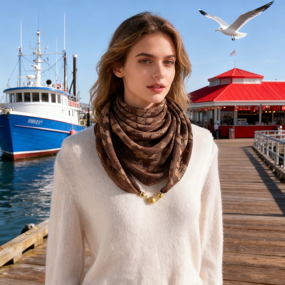 Écharpe carrée 70cm, nouvelle boucle magnétique, protection du cou, écharpe carrée en soie, écharpe triangulaire premium d'automne et d'hiver