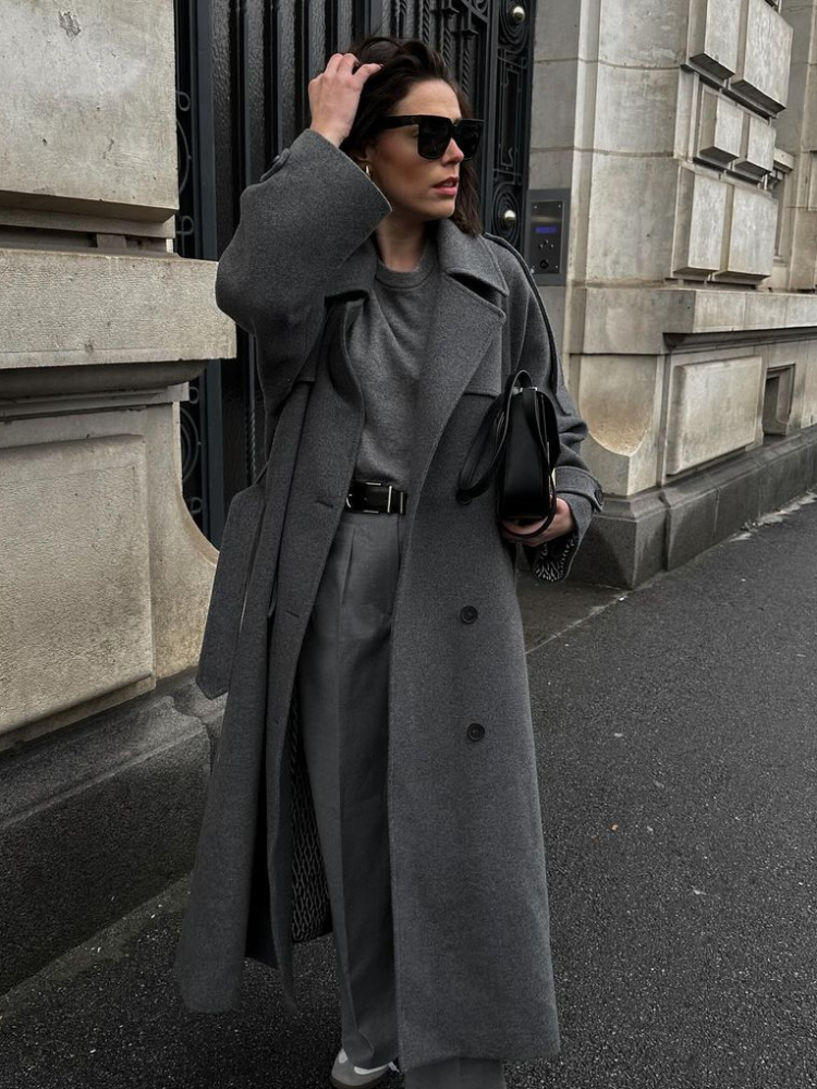 Manteau Long en laine pour femme, revers, Double boutonnage, poches décontractées, Chic, élégant, vêtements d'extérieur, automne hiver, pardessus de rue pour dame