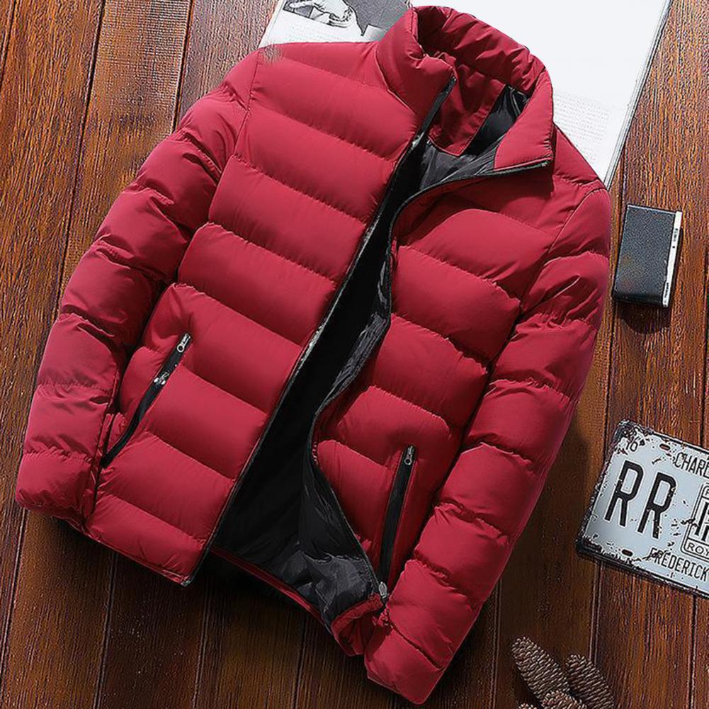 Hommes Parkas automne hiver épaissi rembourré manteau col montant ample fermeture éclair poches veste hommes pardessus épais chaud coton manteau